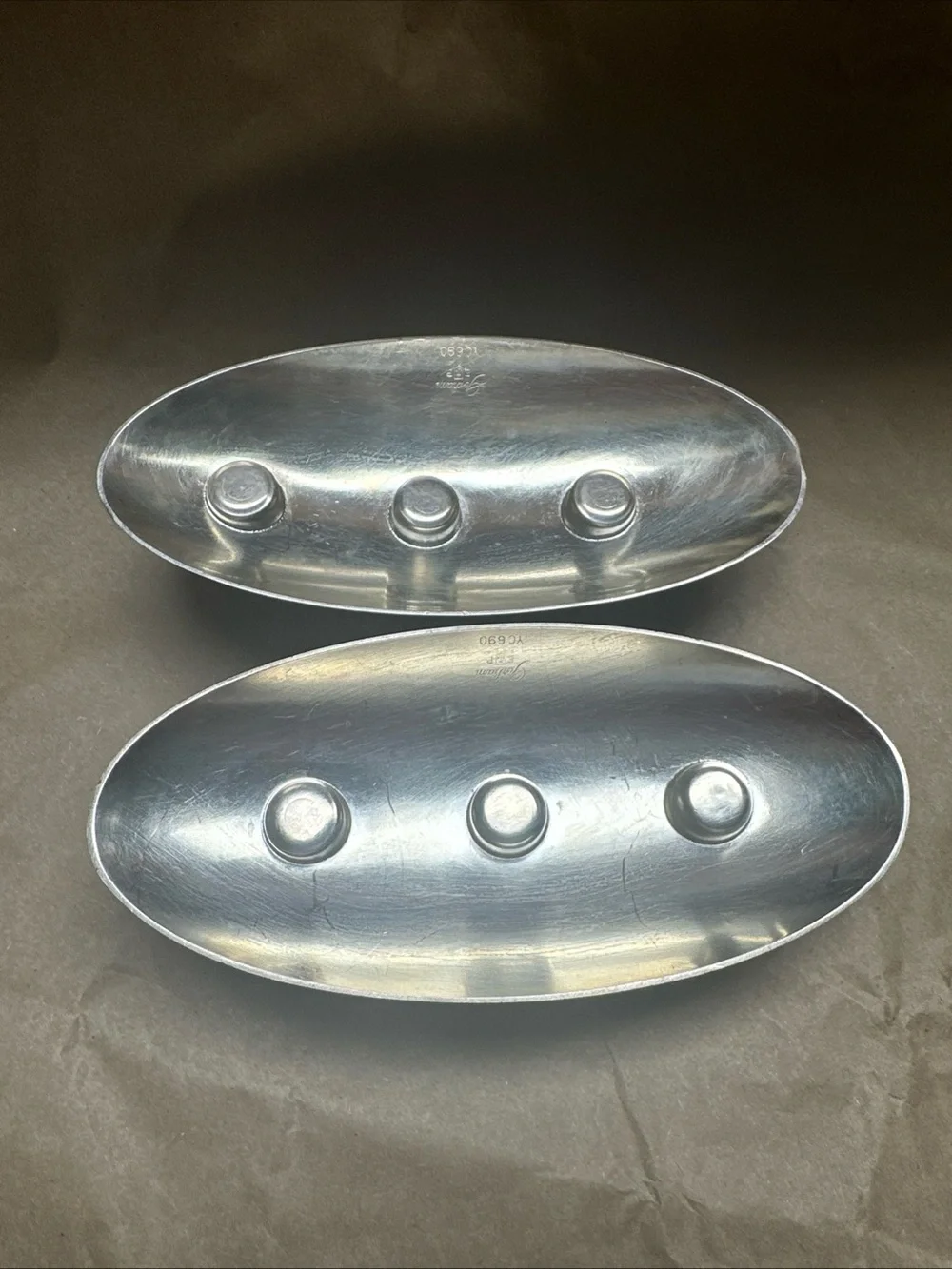 Gorham Silver Tone Oval 3-Arm Candle taper Holders - Pair